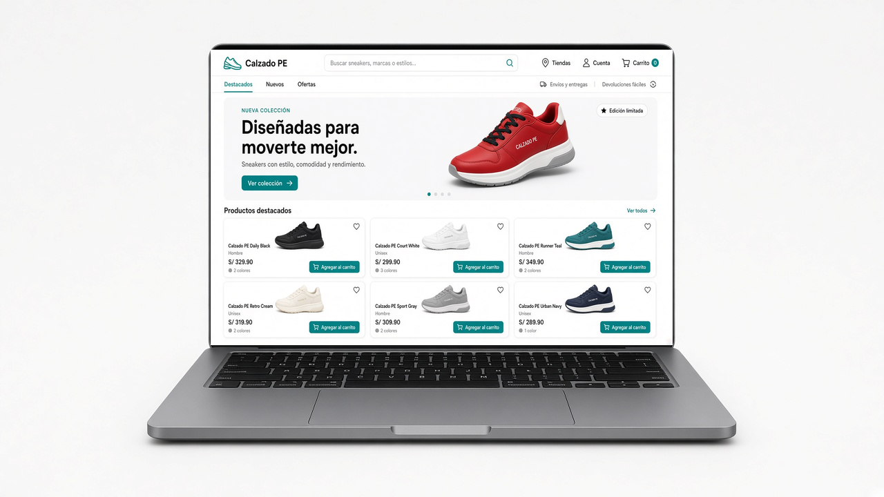 Calzado PE en laptop