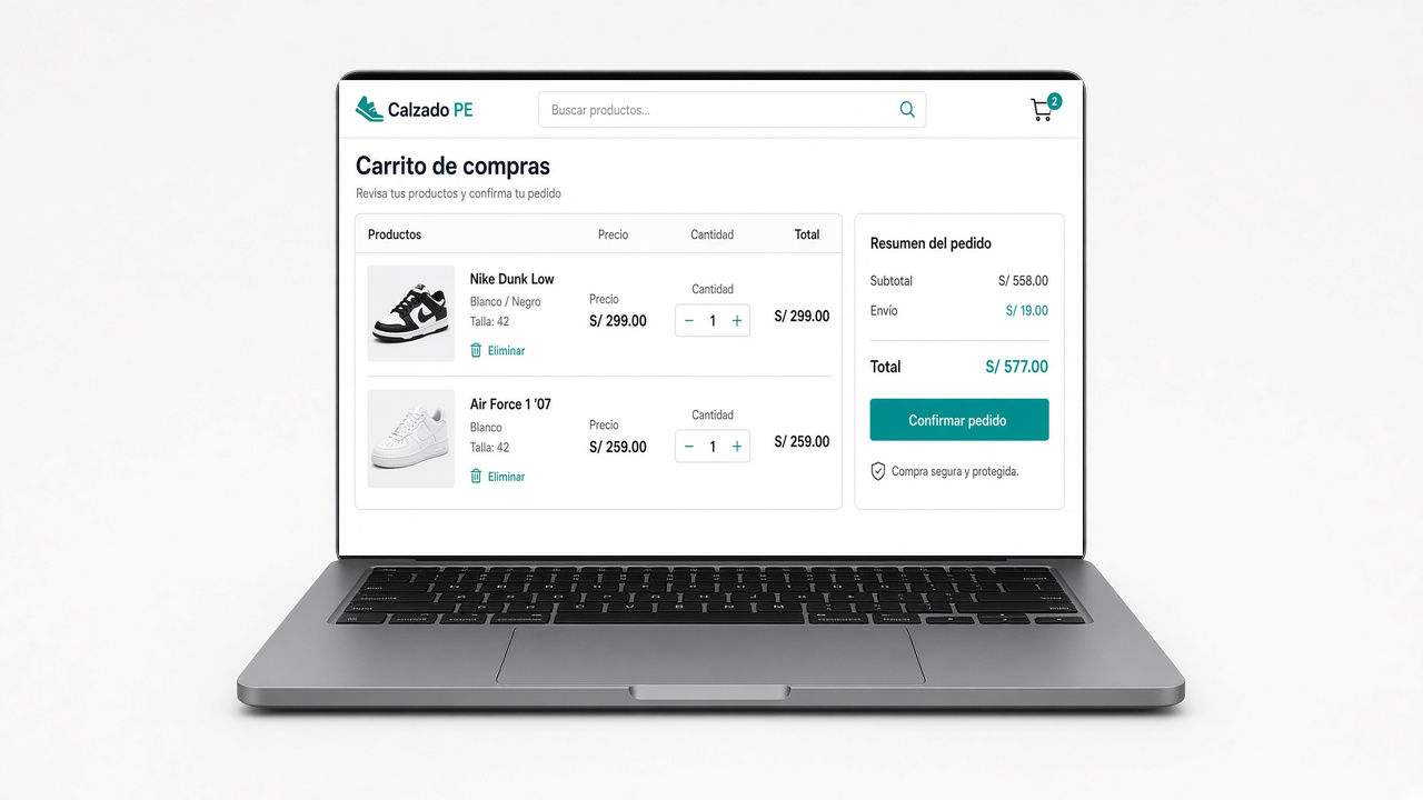 Carrito del cliente en laptop