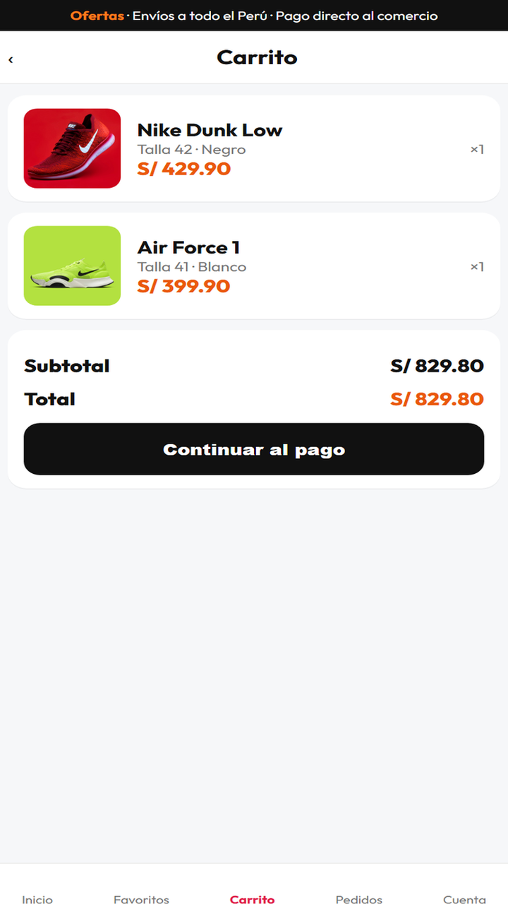 Carrito del cliente